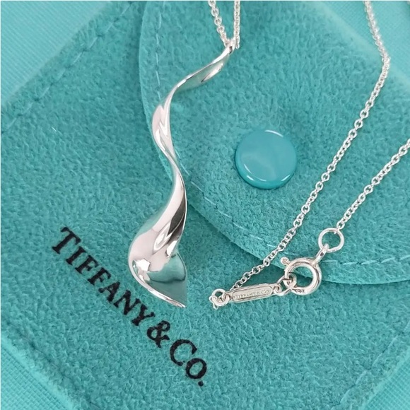 Authentic Rare Tiffany & Co. 925 Frank Gehry Orchid Twist Pendant Necklace - Picture 4 of 7